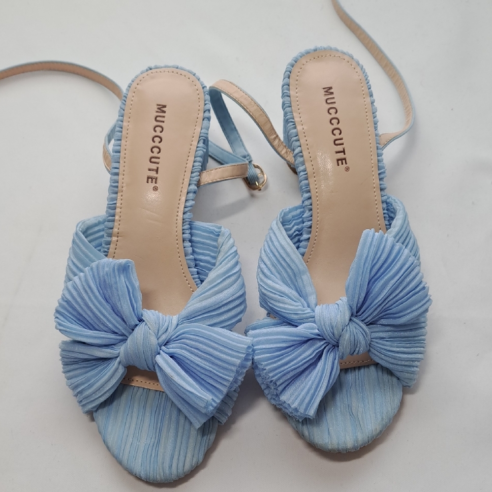 Light Blue Bow Sandals